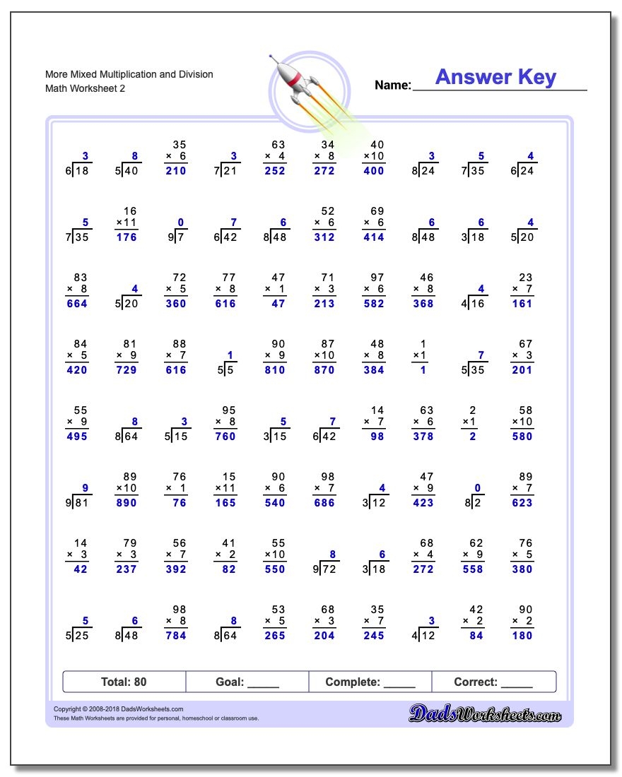Free Printable Mixed Multiplication Worksheets