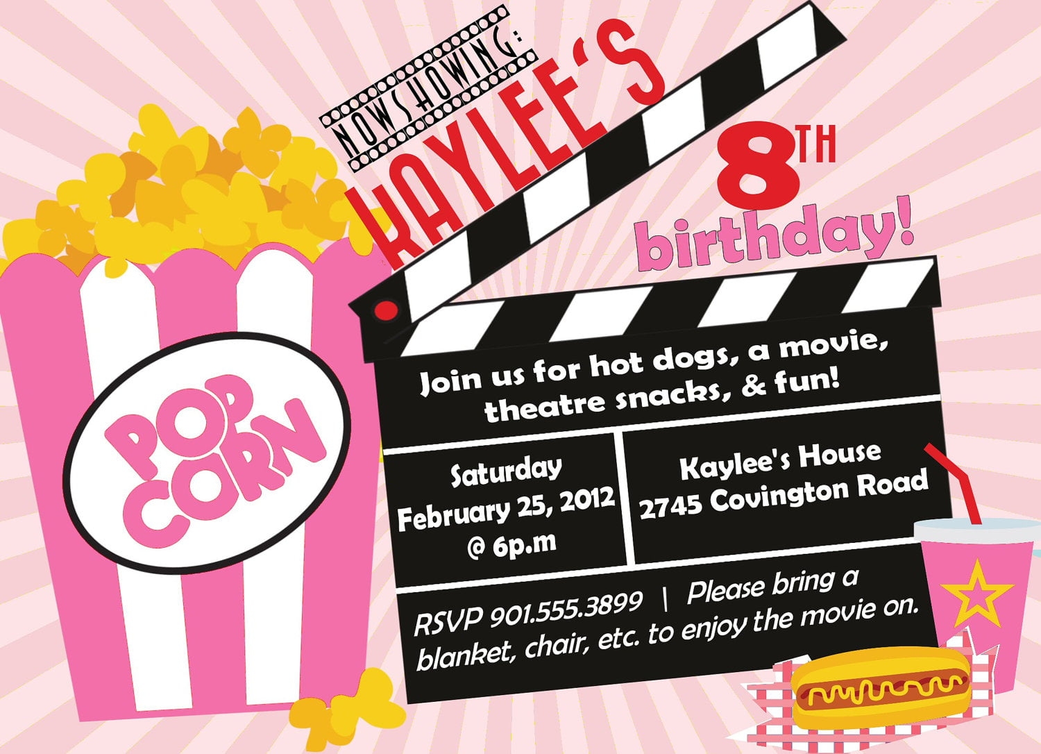 Movie Birthday Party Invitations FREE Printable Birthday Invitation 