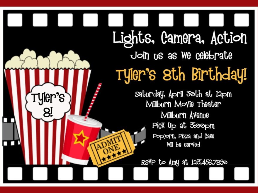 Movie Birthday Party Invitations FREE Printable Birthday Invitation
