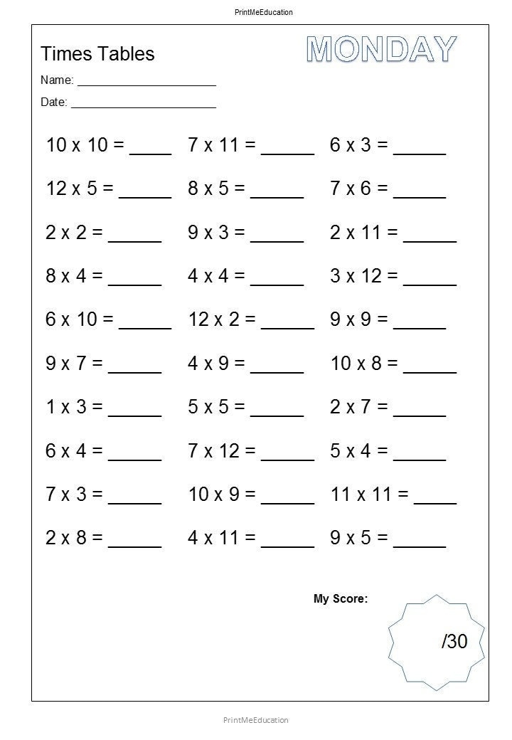 Multiplication Mixed Times Tables Ten Worksheets Free Vrogue co