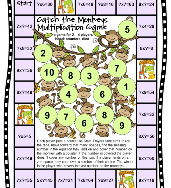 Multiplication Printable Games