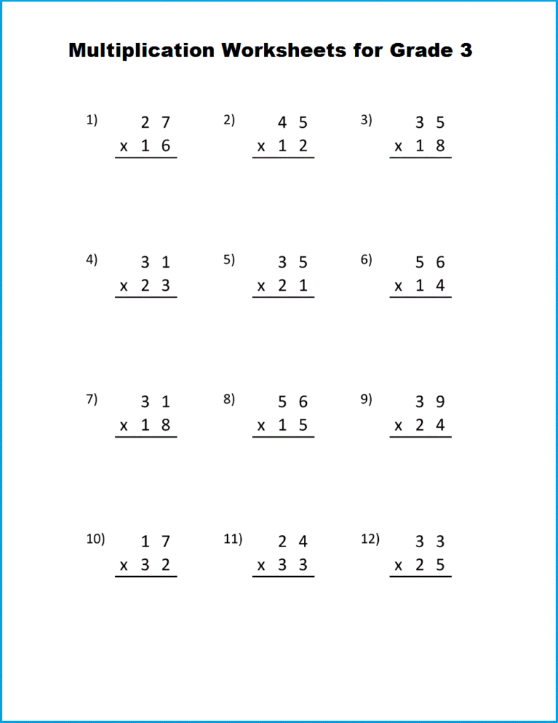 Multiplication Worksheets Grade 3 Free Multiplication Worksheets