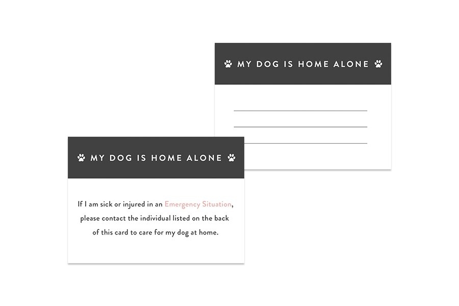 My Dog Is Home Alone Card Free Printable Emergency Card Pretty Fluffy