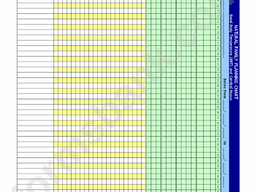 Natural Family Planning Chart Template Printable Pdf Download