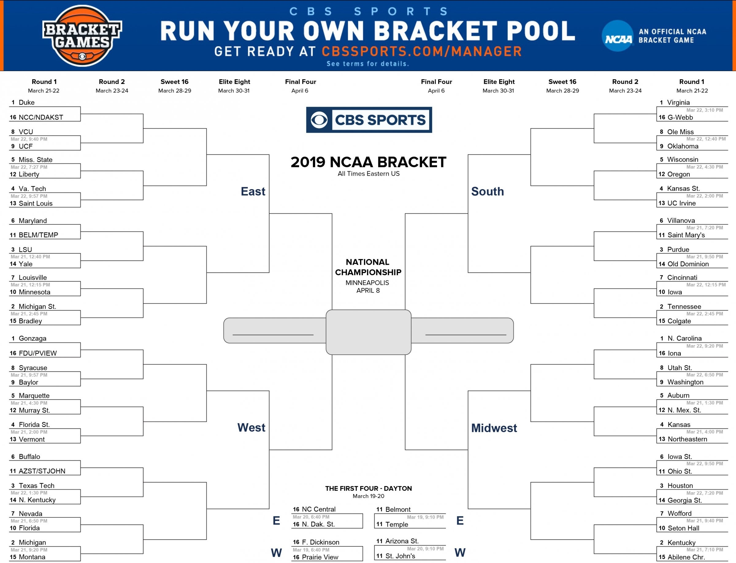 Ncaa Tournament Bracket Printable 2025 Patrick S Thygesen