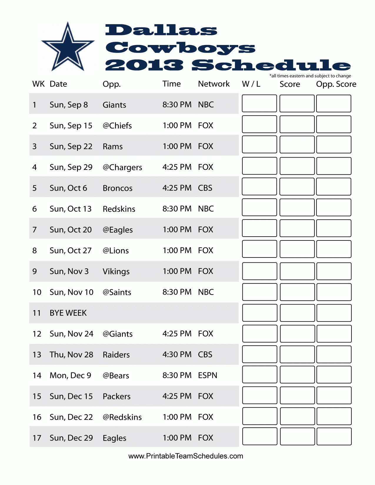 Nfl Football Schedule Today Printable Hugo J Brier