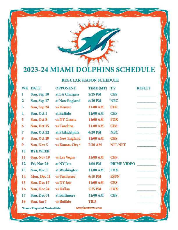 Nfl Schedule 2025 2025 Season Miami Dolphins William D Parker Nfl Schedule 2025 2025 Season Miami Dolphins William D Parker