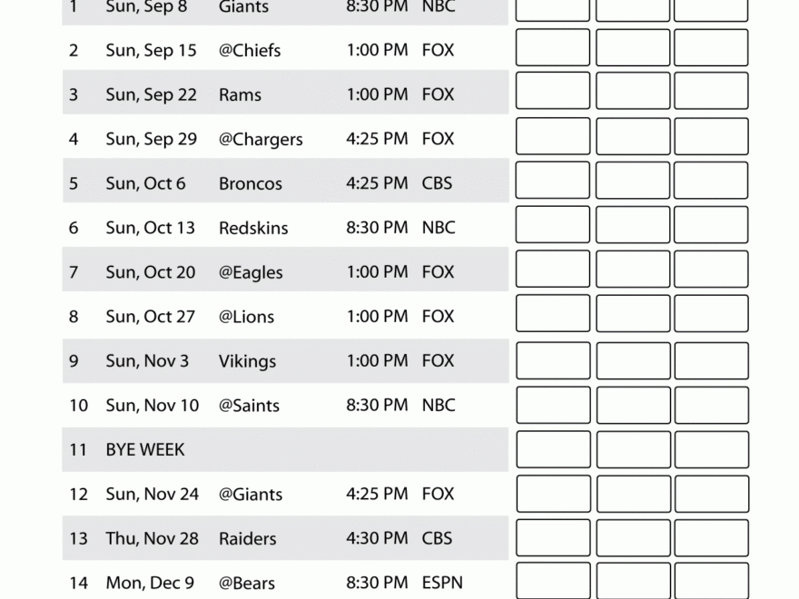 Nfl Schedule Printable 2025 Xavier Fossey
