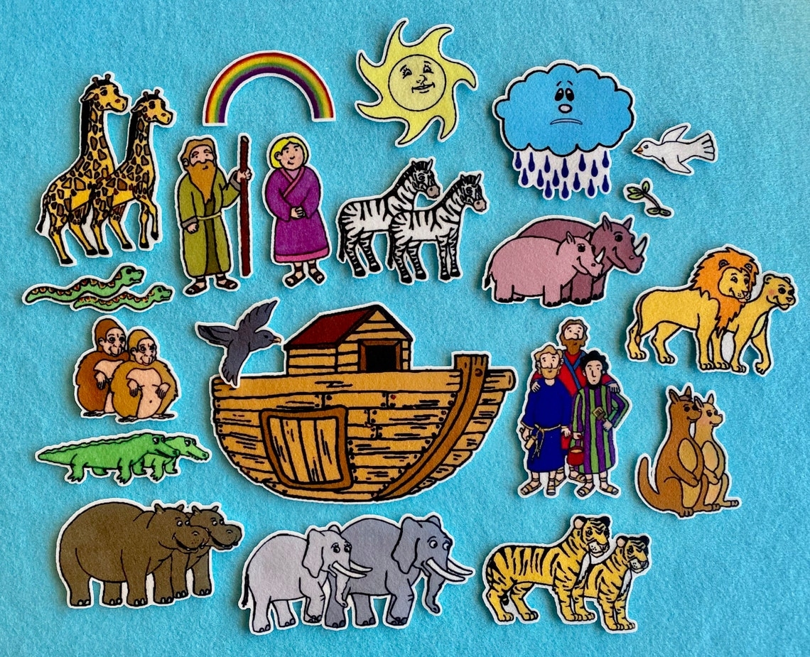 Noah 39 s Ark Bible Story Felt Flannel Board Set Great Etsy