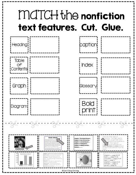 Nonfiction Feature Match Worksheets 99Worksheets