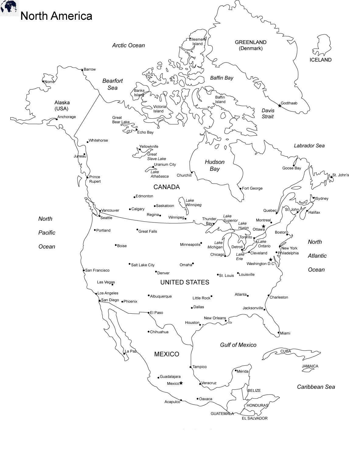 North America Printable Blank Map Free Printable Templates