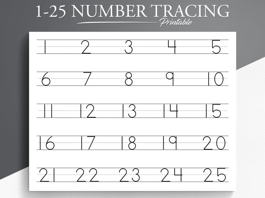 Number Tracing Worksheet 1 25 Printable Trace Numbers Worksheets