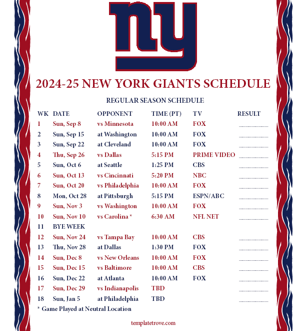 Ny Giants 2025 2025 Schedule Pdf Printable Ncaa Katie A Diesendorf