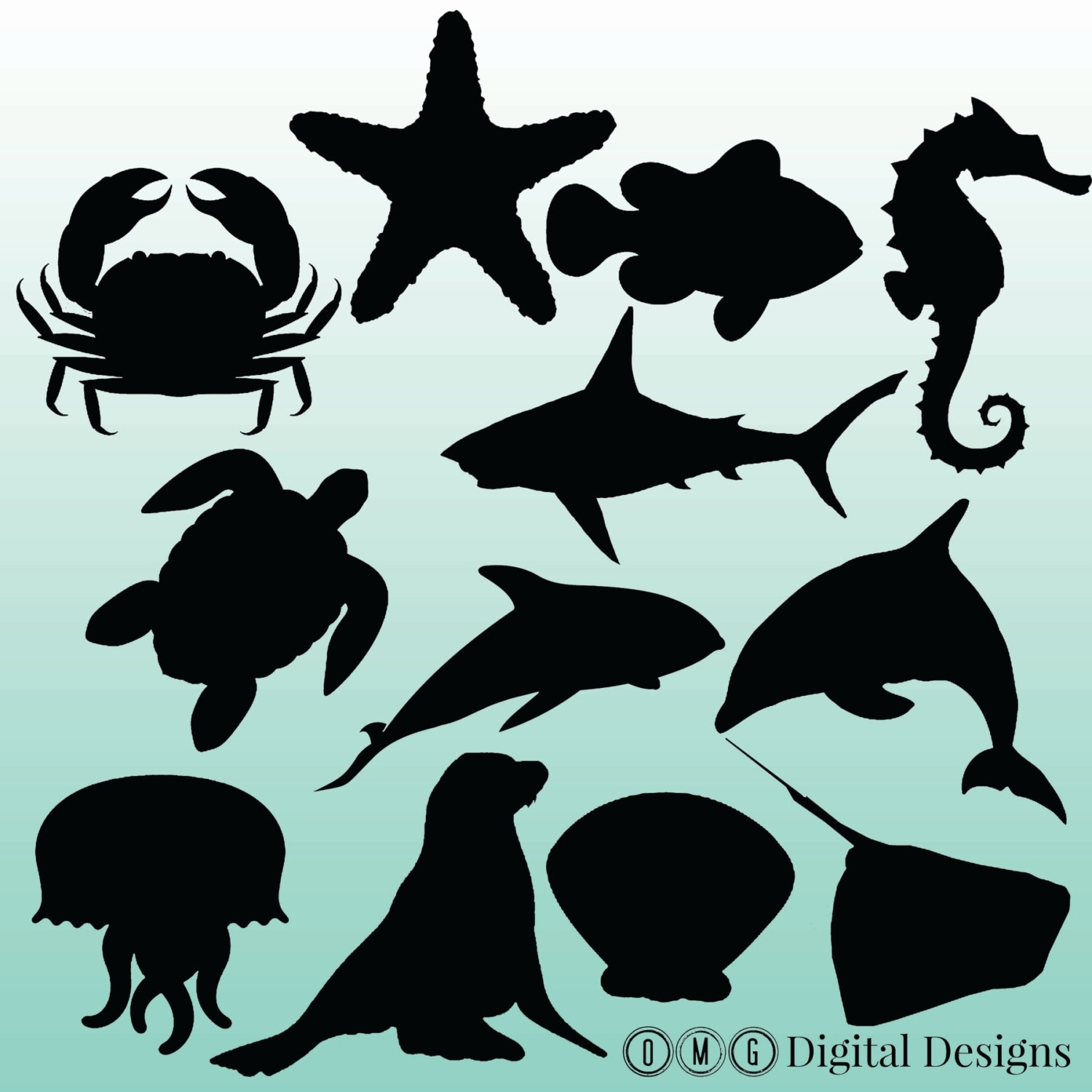 Ocean Animal Silhouette Printable