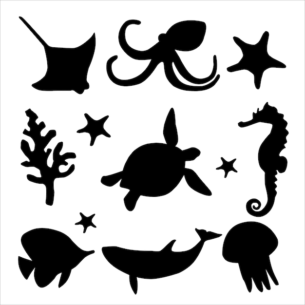 Ocean Animals Silhouette Images Free Download On Freepik