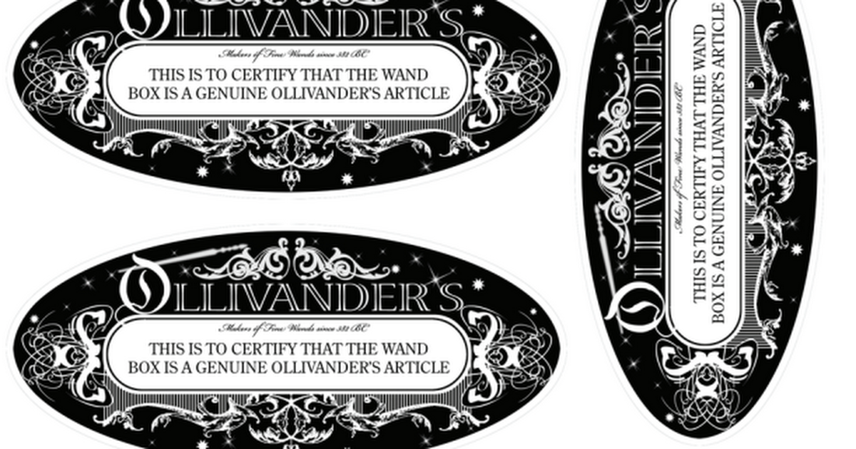 Ollivanders Wand Box Labels Printable