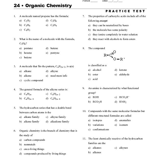 Organic Chemistry Worksheet With Answers Pro Worksheet