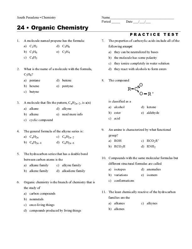 Organic Chemistry Worksheet With Answers Pro Worksheet