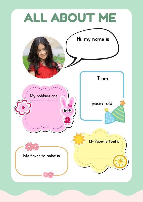 Page 3 Free And Printable All About Me Worksheet Templates Canva