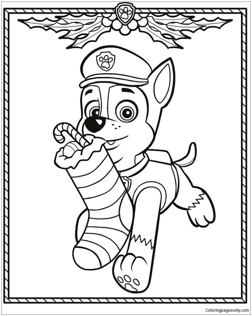 Paw Patrol Christmas Party Coloring Page Free Printable Coloring Pages