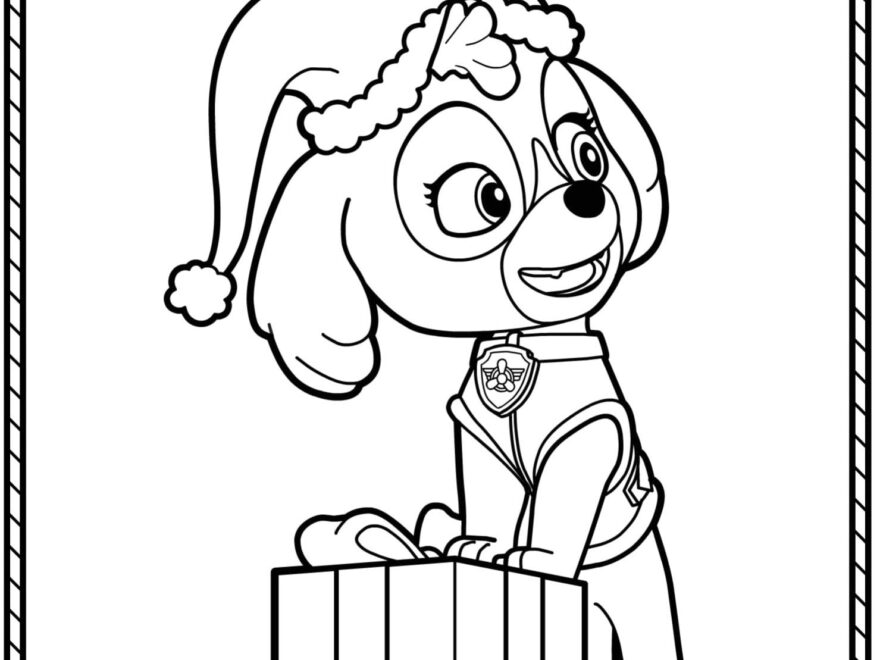 Paw Patrol Holiday Christmas Skye Coloring Page Printable