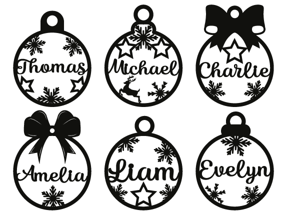 Personalized Name Christmas Ornaments Bundle Free Svg File For 