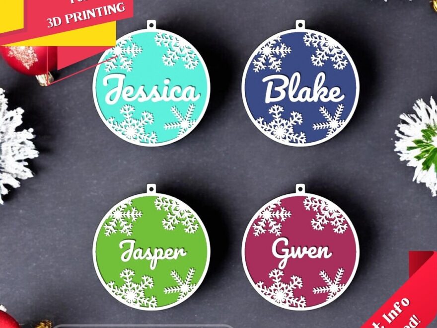 Personalized Name Ornaments STL 3MF Files For 3D Printers Ready To