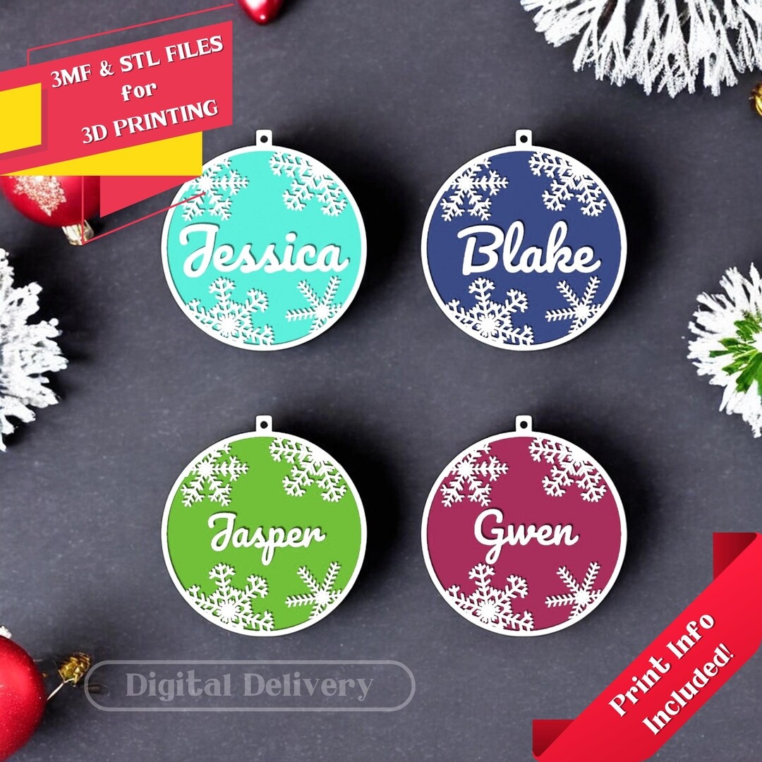 Personalized Name Ornaments STL 3MF Files For 3D Printers Ready To 