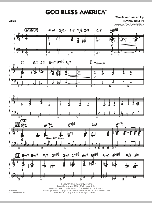 Free Printable God Bless America Sheet Music