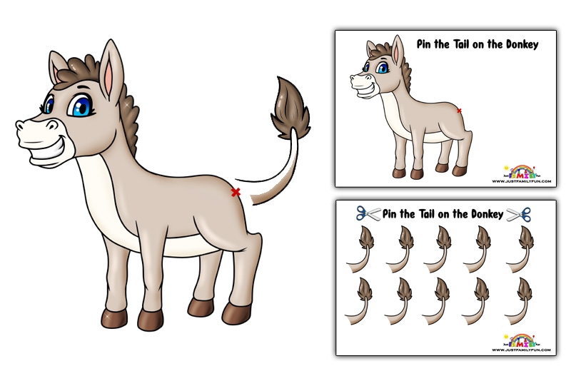 Pin The Tail On The Donkey Free Printable Template Just Family Fun