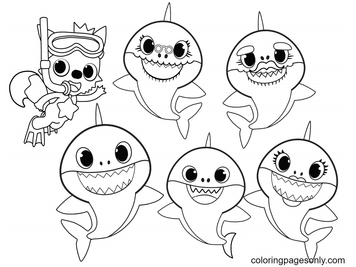 Pinkfong And Baby Shark Free Printable Coloring Pages