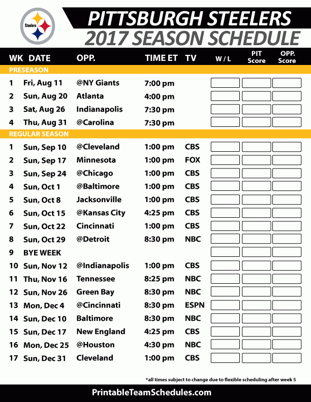 Pittsburgh Steelers 2025 Schedule Printable Check Brandi Z Caldwell