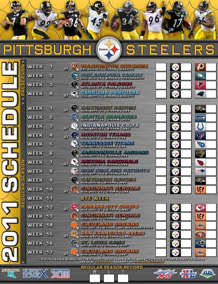 Pittsburgh Steelers Schedule 2025 2025 Printable Kai I Compton