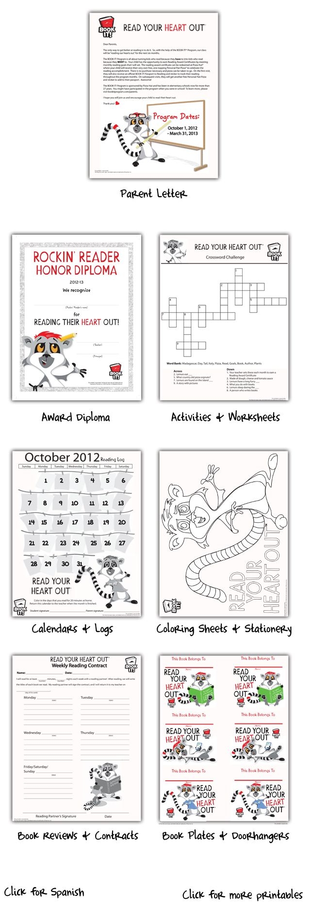 Pizza Hut Book It Printables