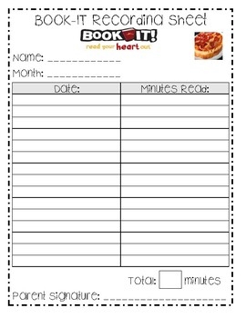 Pizza Hut Book IT Recording Sheets By Amanda 39 s A Plus Activities