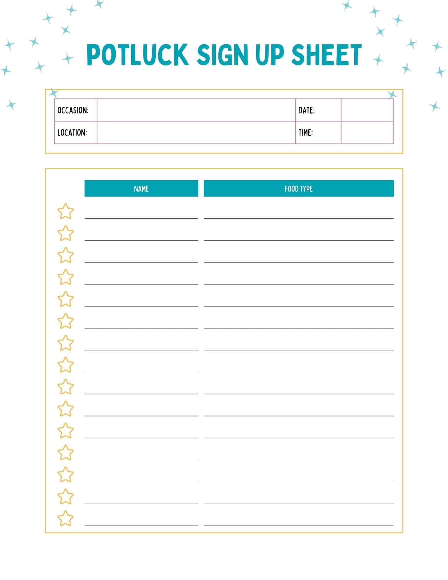 Potluck Sign Up Sheets Free Printables Add A Little Adventure