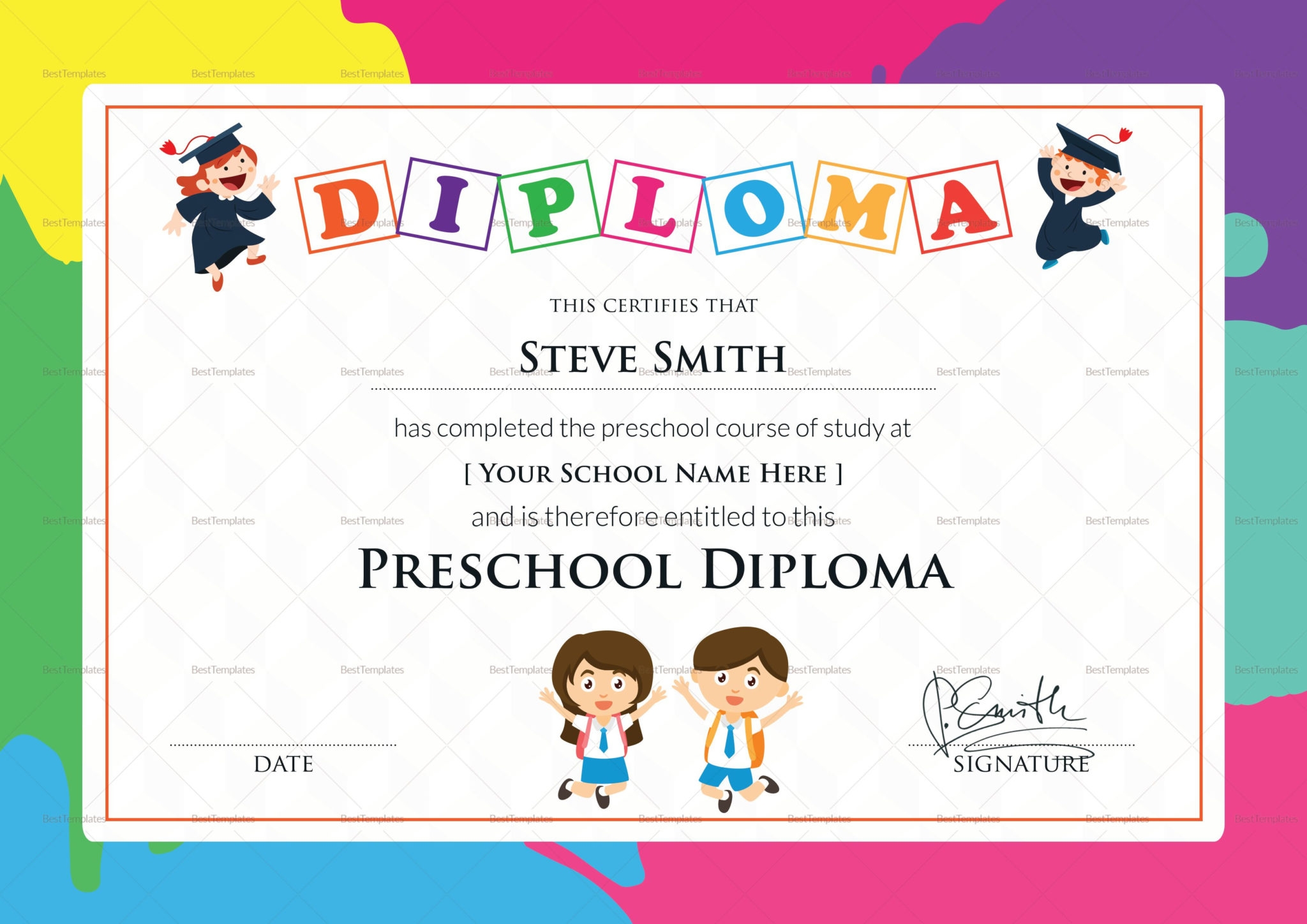 Pre K Graduation Diploma Free Printable