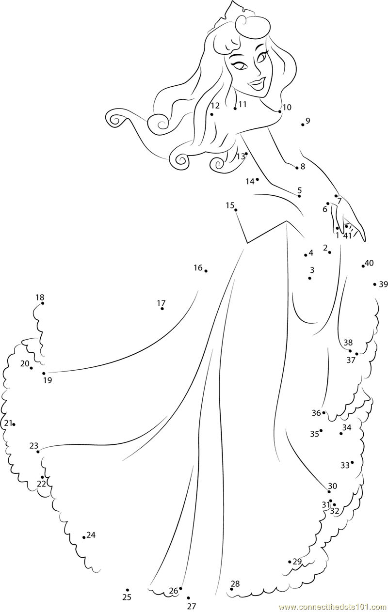 Pretty Princess Aurora Dot To Dot Printable Worksheet Connect The Dots