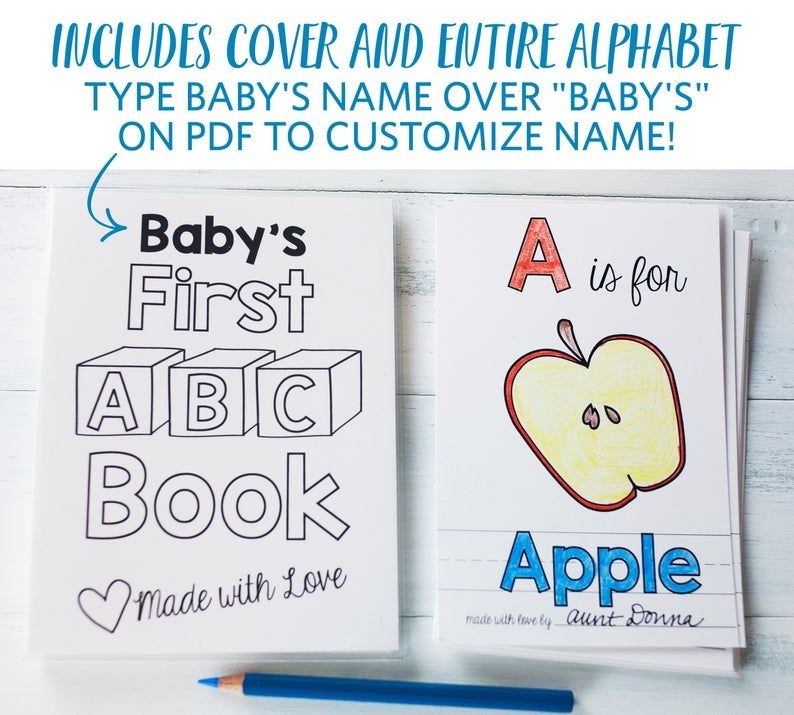 Printable ABC Book Baby Shower Activity Alphabet Baby Book Etsy 