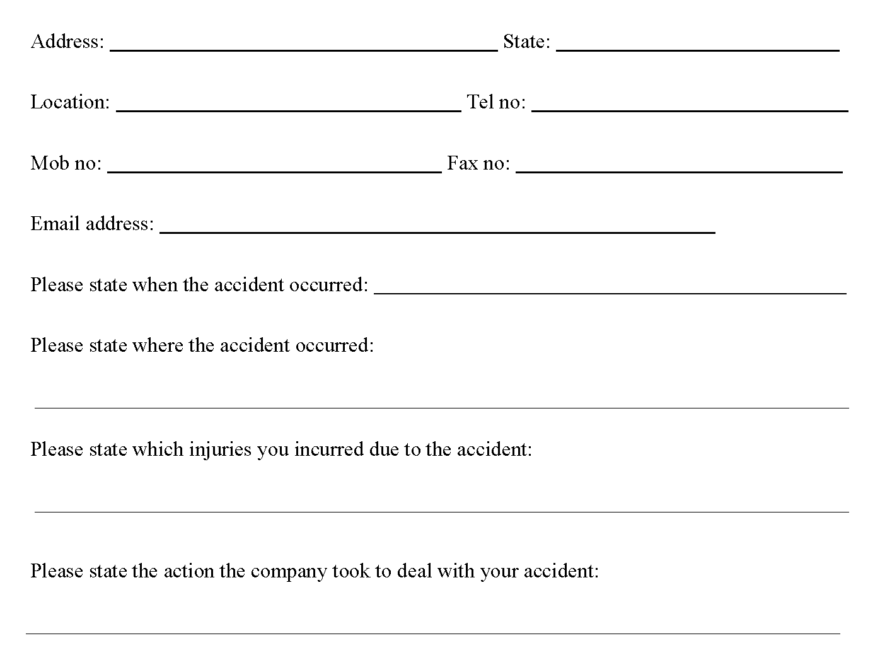Printable Accident Report Form Template Printable Templates