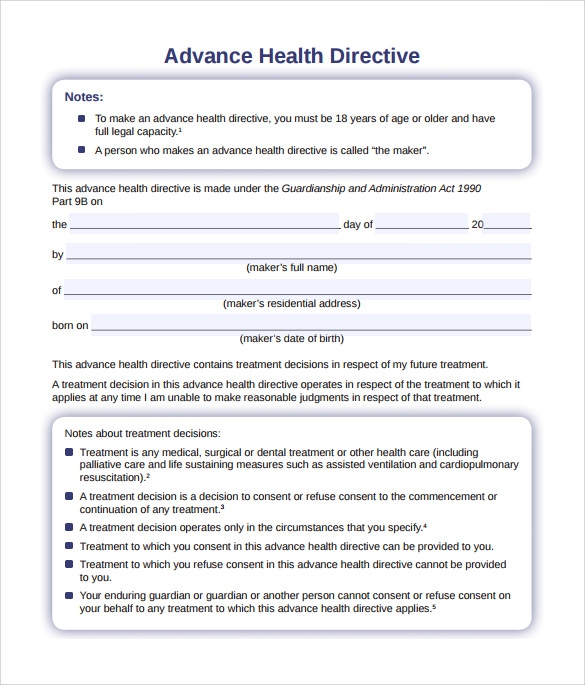 Printable Advanced Health Care Directive