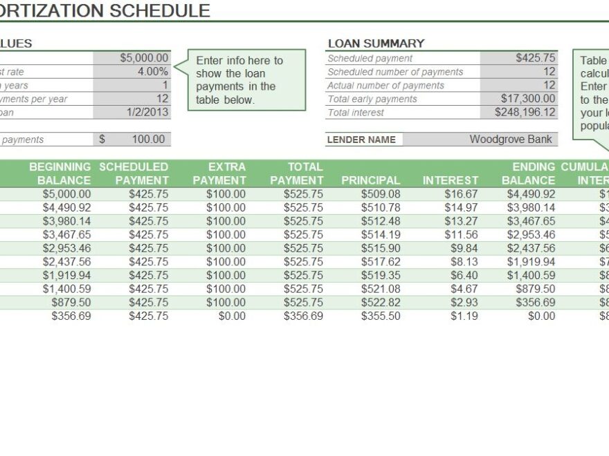 Printable Amortization Schedule With Extra Payments FreePrintable me