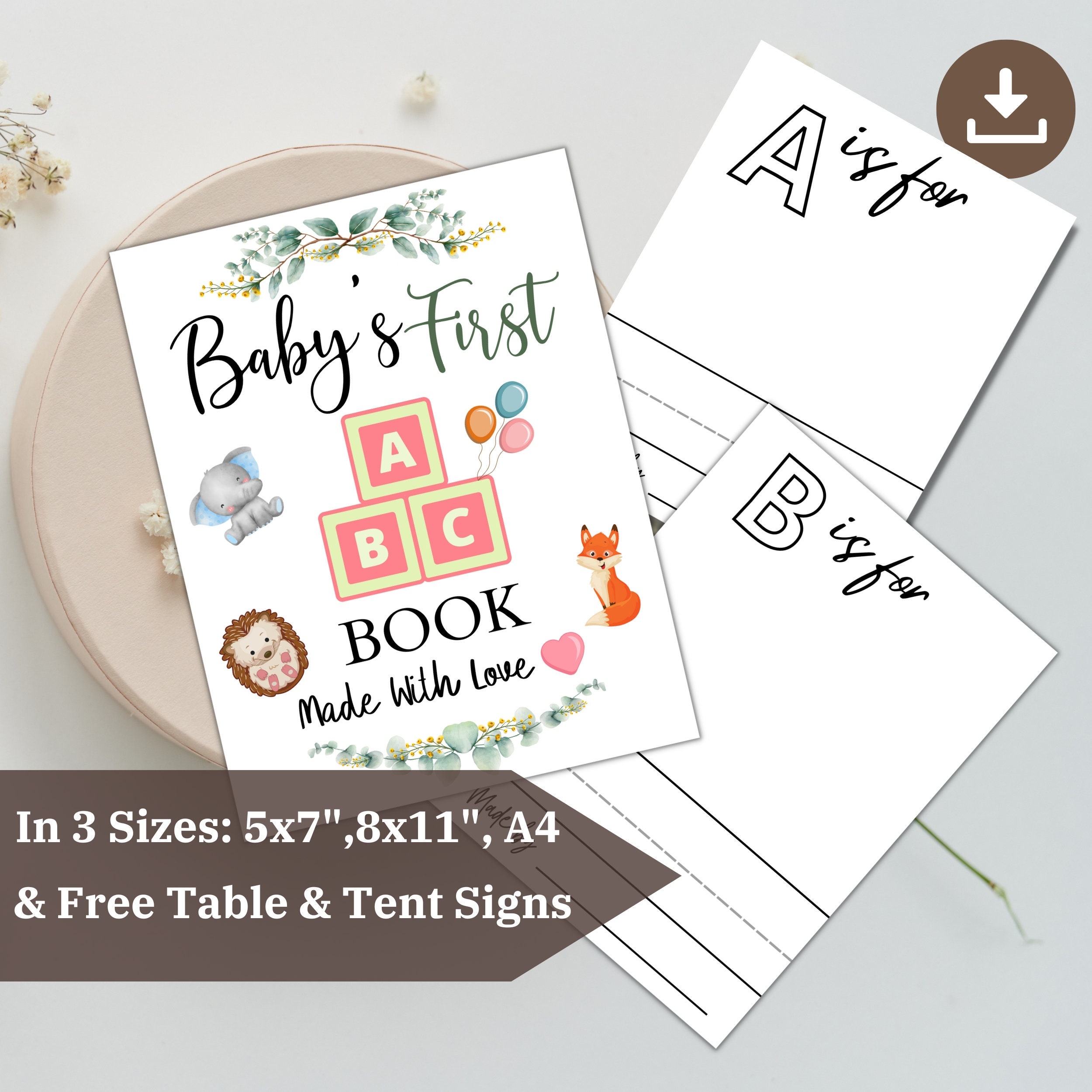 Free Printable Baby Shower Alphabet Book