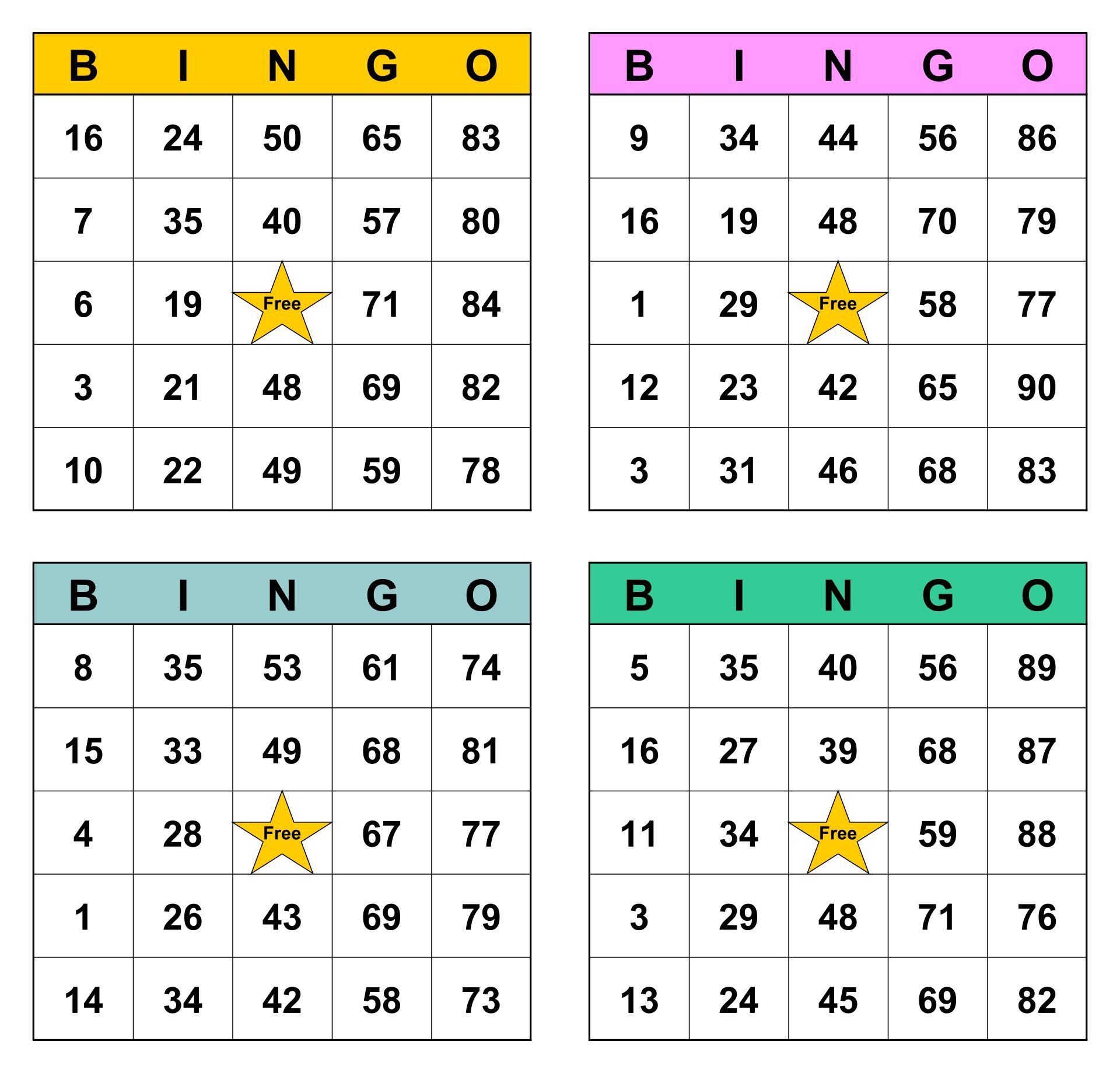 Printable Bingo Cards 1 75