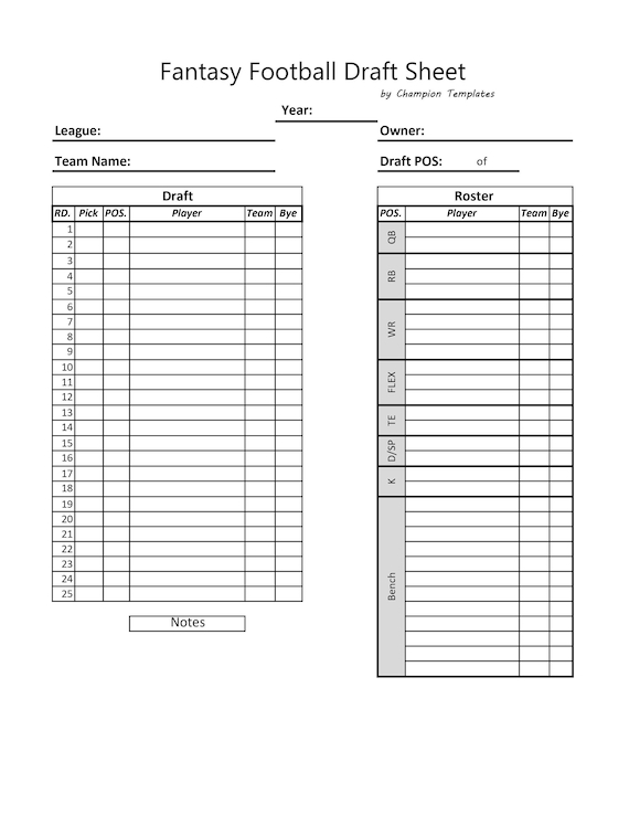 Printable Blank Fantasy Football Roster Sheet Web The Lineup Cheat 