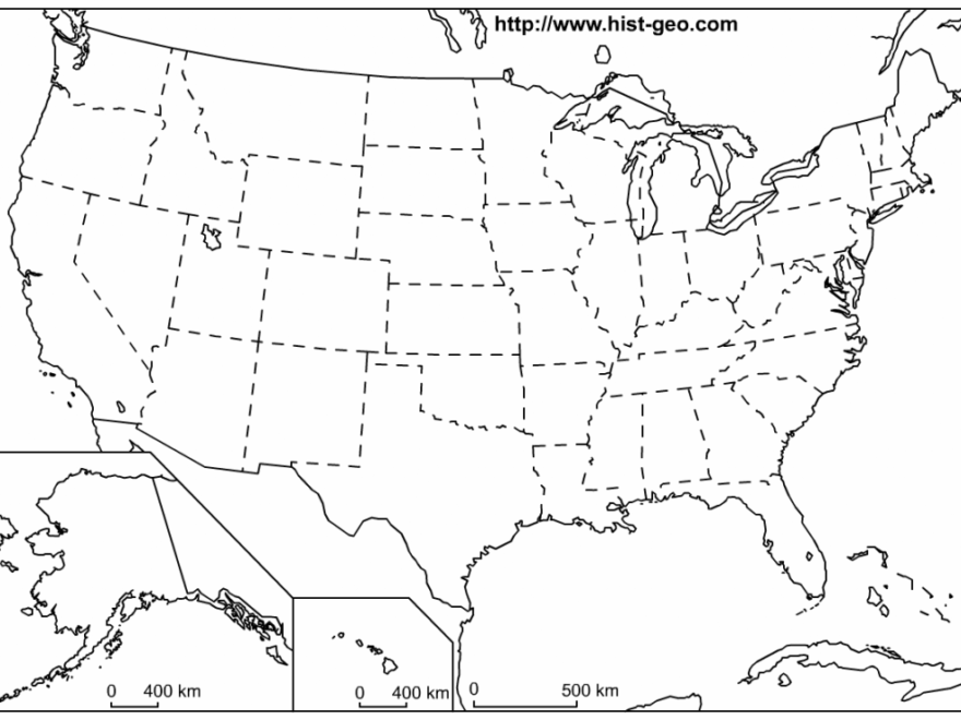 Printable Blank Map States And Capitals