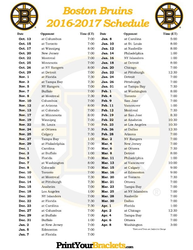 Printable Boston Bruins Schedule 2025 2025 Stine G Bruun