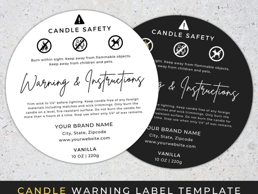 Printable Candle Warning Labels