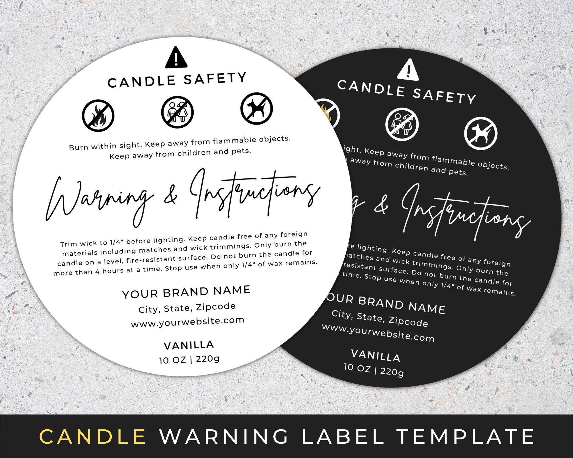 Printable Candle Warning Labels