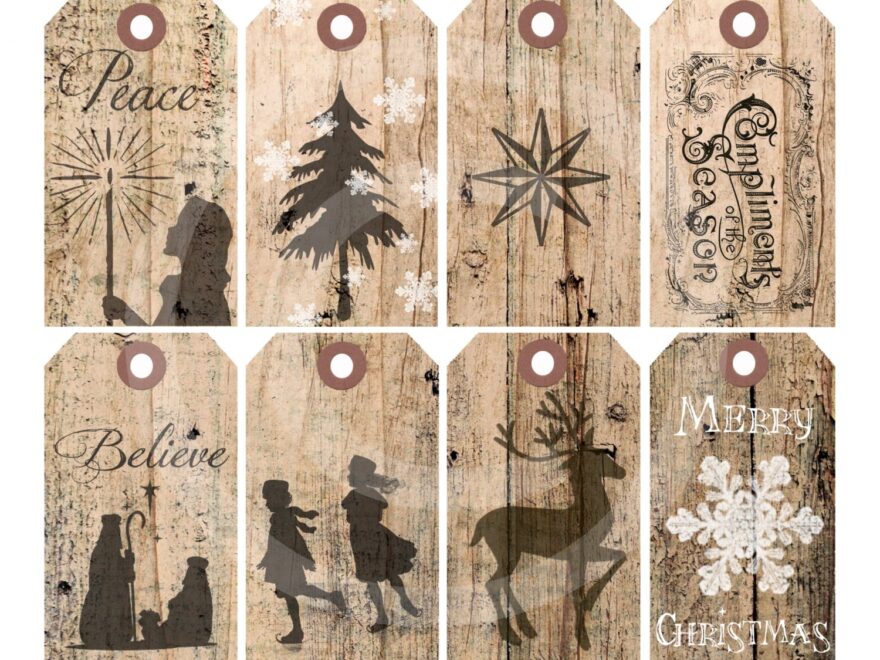 Printable Christmas Holiday Gift Tags Digital Rustic Country